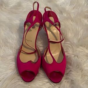 Louboutin Pink Satin Sandals